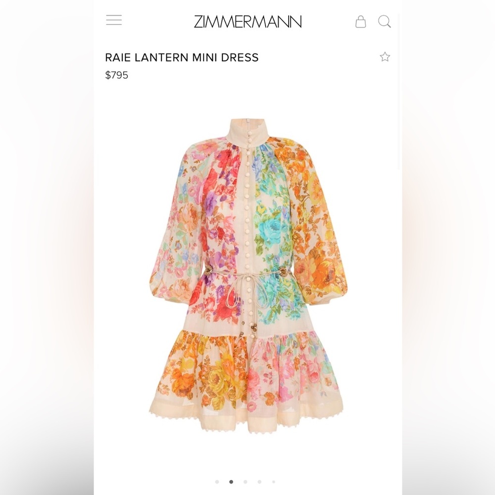 Zimmerman Raie lantern Mini Dress